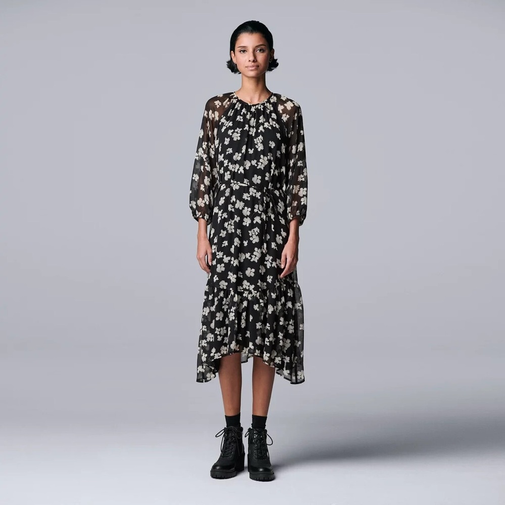 NWT Simply Vera Wang Shirred Midi Dress